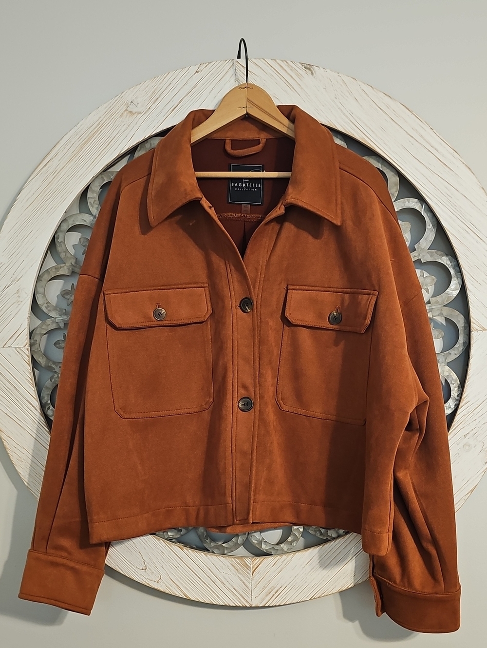 bagatelle Burnt Orange Suede Button-Front Jacket